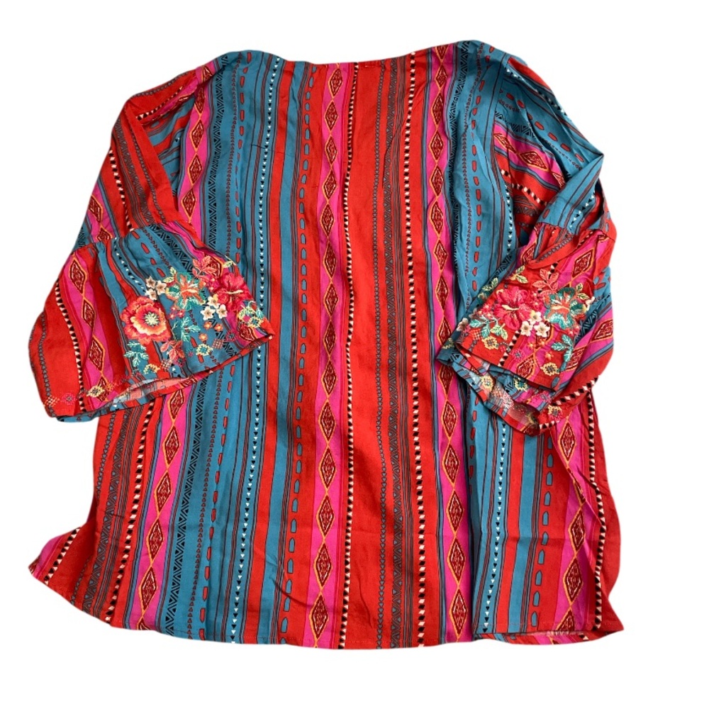 Savanna Jane Teal & Coral Floral Embroidered Tunic - Picture 7 of 7